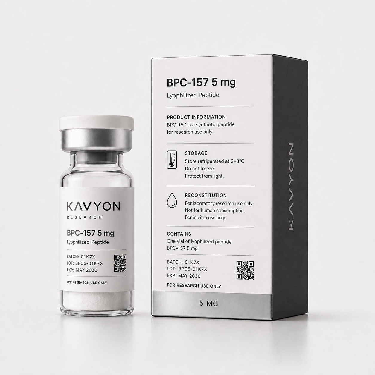 BPC-157 5 mg — vial and back of box